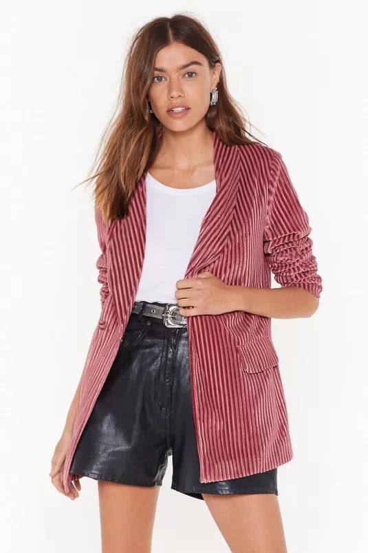 Striped Velvet Blazer | Nasty Gal (US)