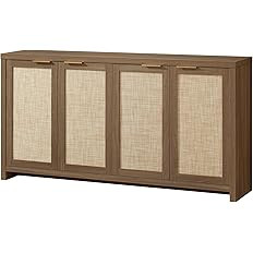 Hampstead Rattan 4-Door Storage Sideboard Cabinet with Adjustable Shelves, Boho Accent Buffet Cup... | Amazon (US)