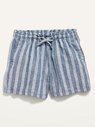 Functional Drawstring Linen-Blend Paperbag-Waist Pull-On Shorts for Toddler Girls | Old Navy (US)