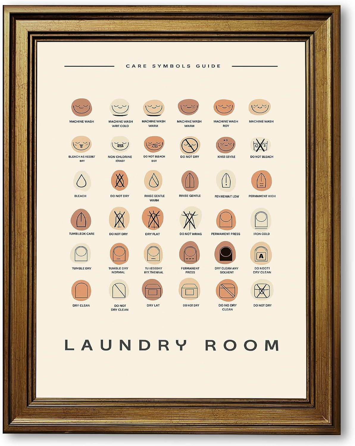 Framed Laundry Care Guide Poster Canvas Print Art Minimalist Aesthetic Wall Art Painting Pictures... | Amazon (US)