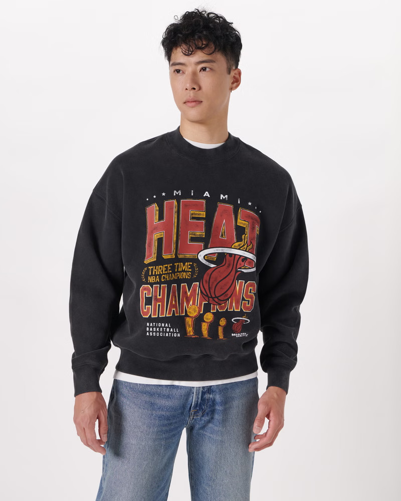 Men's Miami Heat Graphic Crew Sweatshirt | Men's Clearance | Abercrombie.com | Abercrombie & Fitch (US)