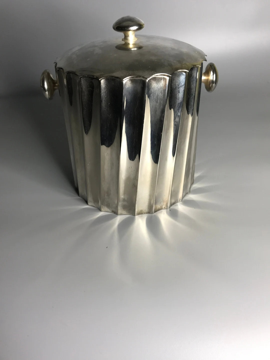 vintage ice bucket silver plated ribbed design bar décor | Etsy (US)