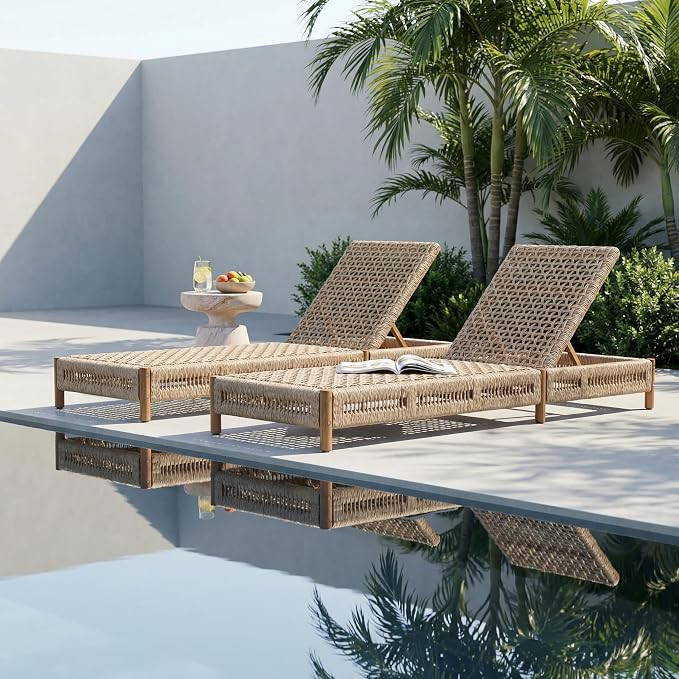 Christopher Knight Home Mercer Acacia Wood Chaise Lounge Chair Outdoor Set of 2, Poolside Sun Lou... | Amazon (US)