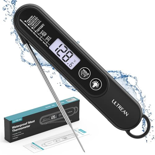 Ultrean Digital Meat Thermometer for Cooking,Ultra-Fast Instant Read Food Thermometer with Backlight,Foldable Probe,Waterproof Kitchen Thermometer for BBQ,Grill,Fry,Oven,Candy Making | Amazon (US)