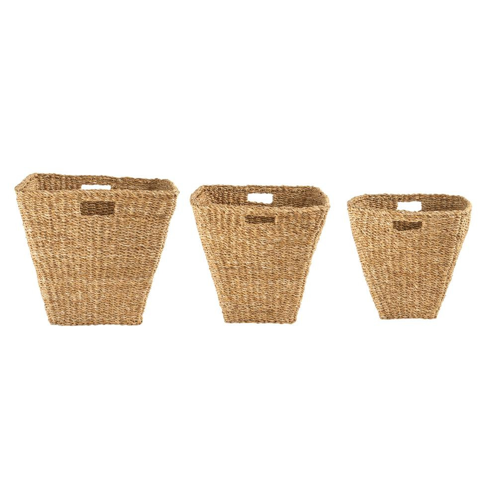 3R Studios Seagrass Handwoven Decorative Baskets (Set of 3)-DF1606 - The Home Depot | The Home Depot