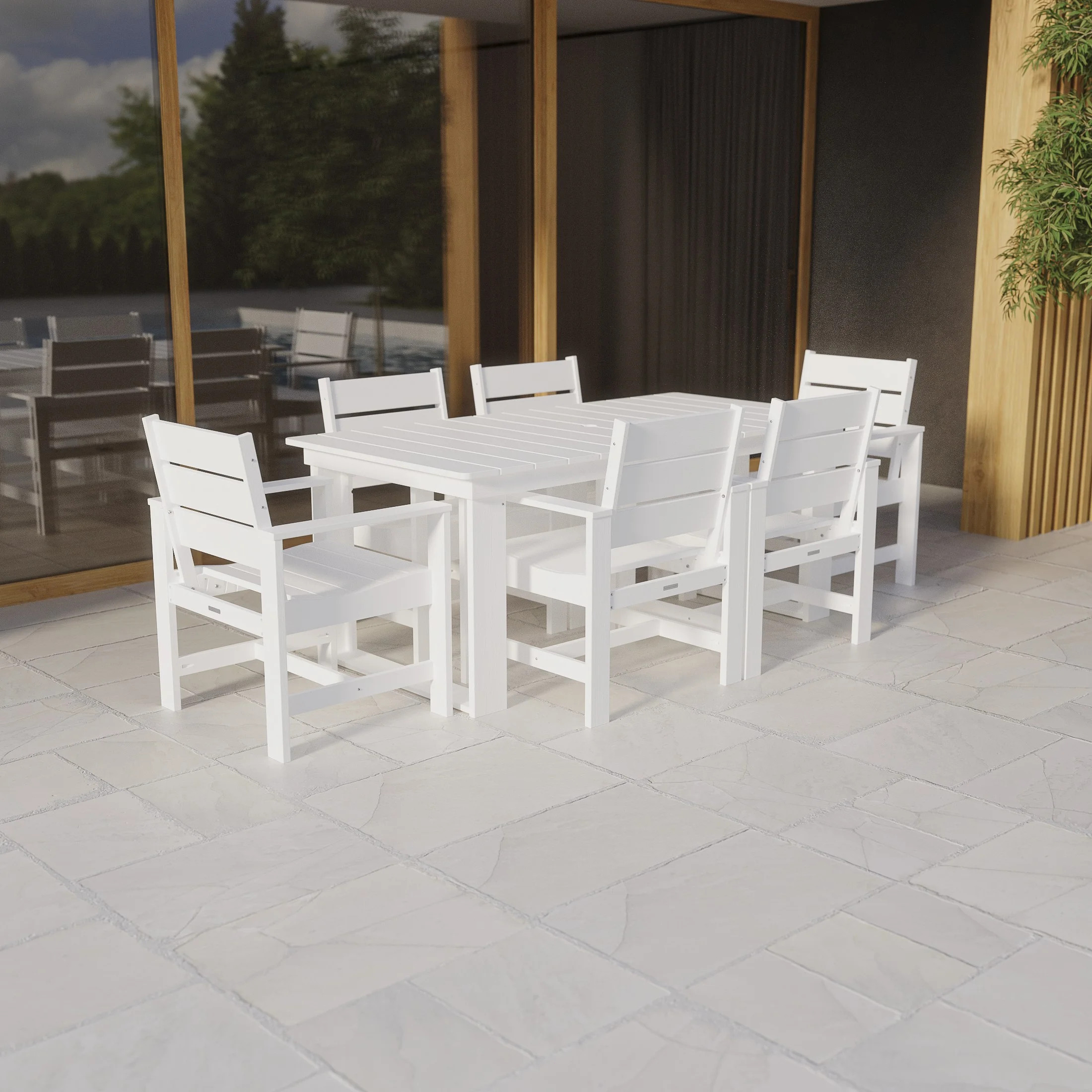 Better Homes & Gardens Ezra 7-Piece Outdoor HDPE Dining Set, White | Walmart (US)