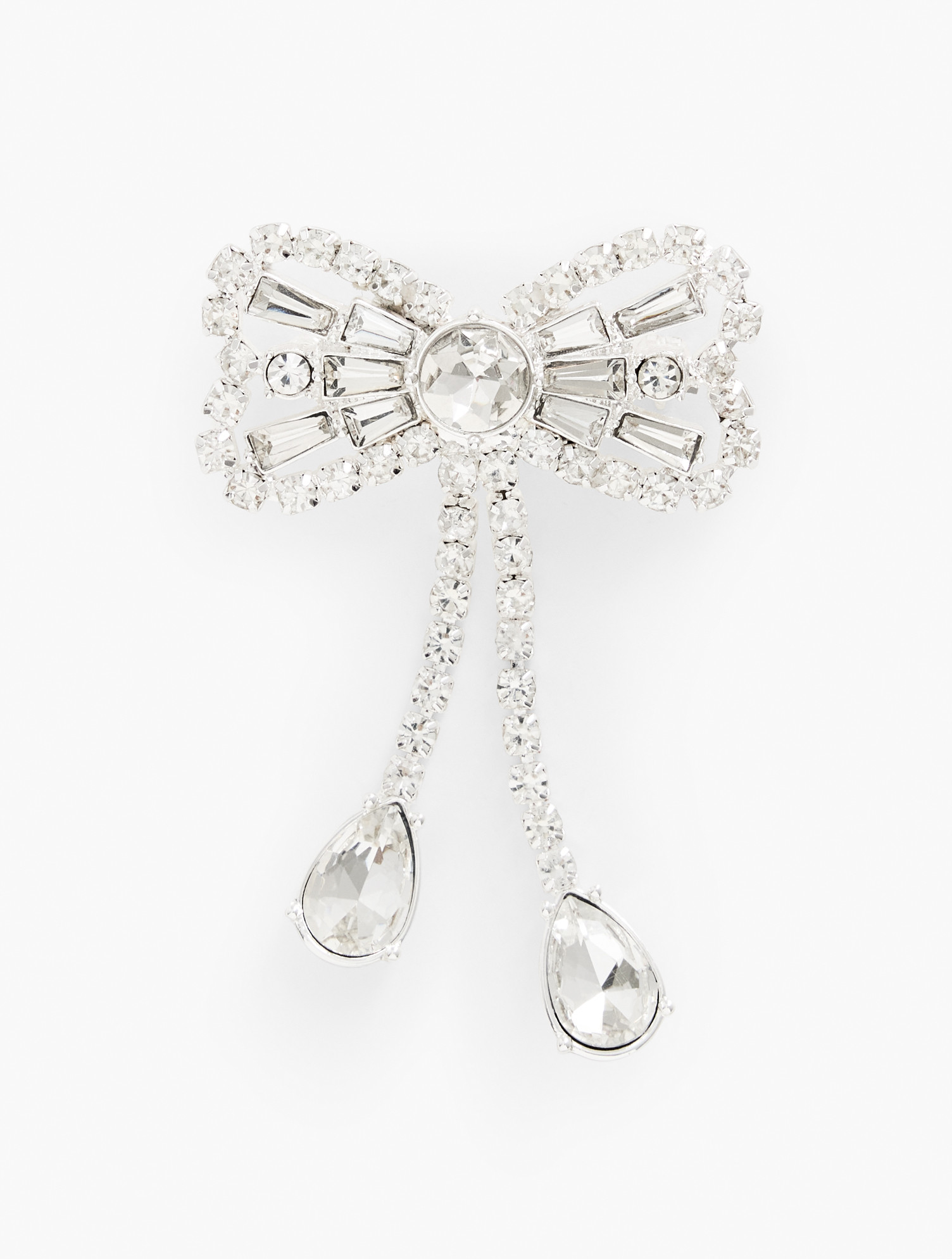 Crystal Bow Brooch - Crystal/Shiny Silver - 001 Talbots | Talbots