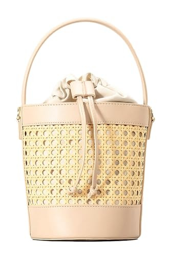 Rattan Bag for Women Straw Tote Bucket Purse PU Leather Summer Beach Holiday Purses | Amazon (US)