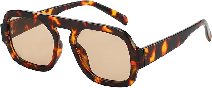 Trendy Square Aviator Sunglasses for Women Flat Top Designer Stylish Frame Sun Glasses Vintage Sh... | Amazon (US)