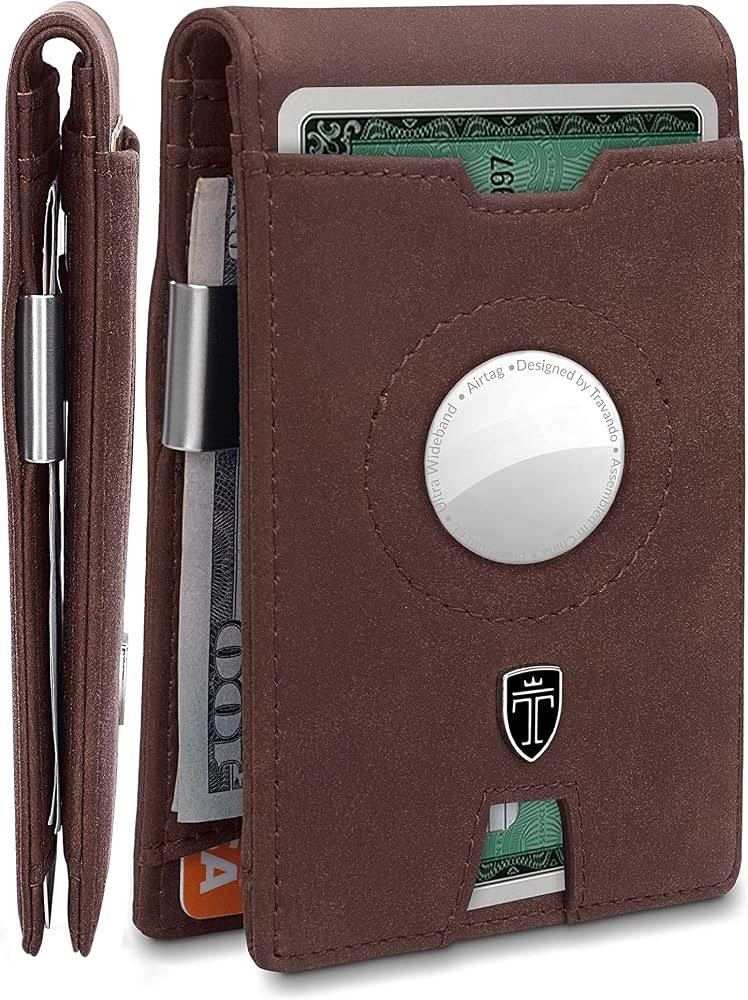 TRAVANDO AirTag* Wallet Mens Wallet with Money Clip Air Tag Wallet Card Holder RFID Blocking Bifo... | Amazon (US)