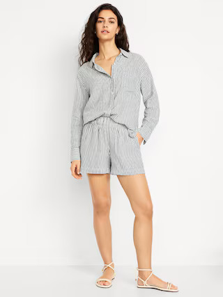 High-Waisted Linen-Blend Pull-On Shorts -- 3.5-inch inseam | Old Navy | Old Navy (US)