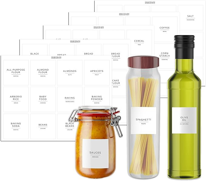 Dekluttr Pantry Labels for Containers Waterproof Minimalist Preprinted canister labels Pantry org... | Amazon (US)