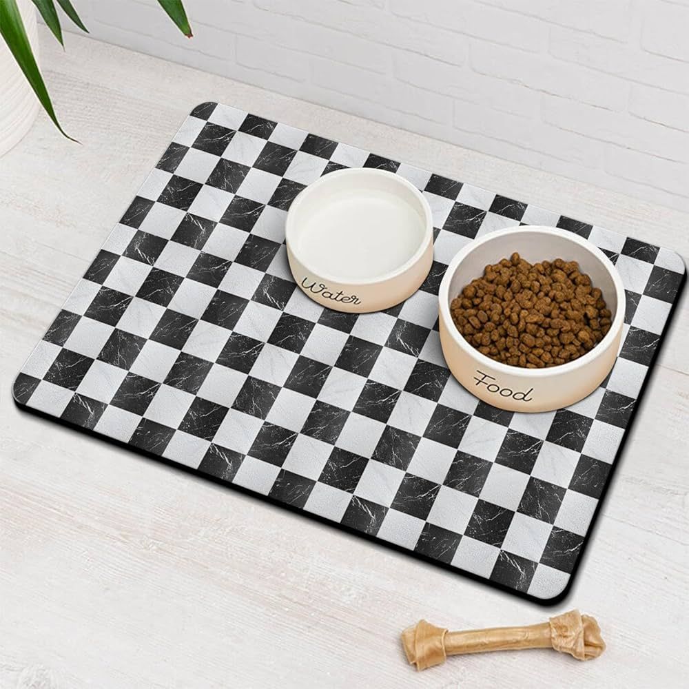 Dog Food & Water Mat, Pet Feeding Mat for Floor Non-Slip Waterproof, Super Absorbent Cat Bowl Mat... | Amazon (US)