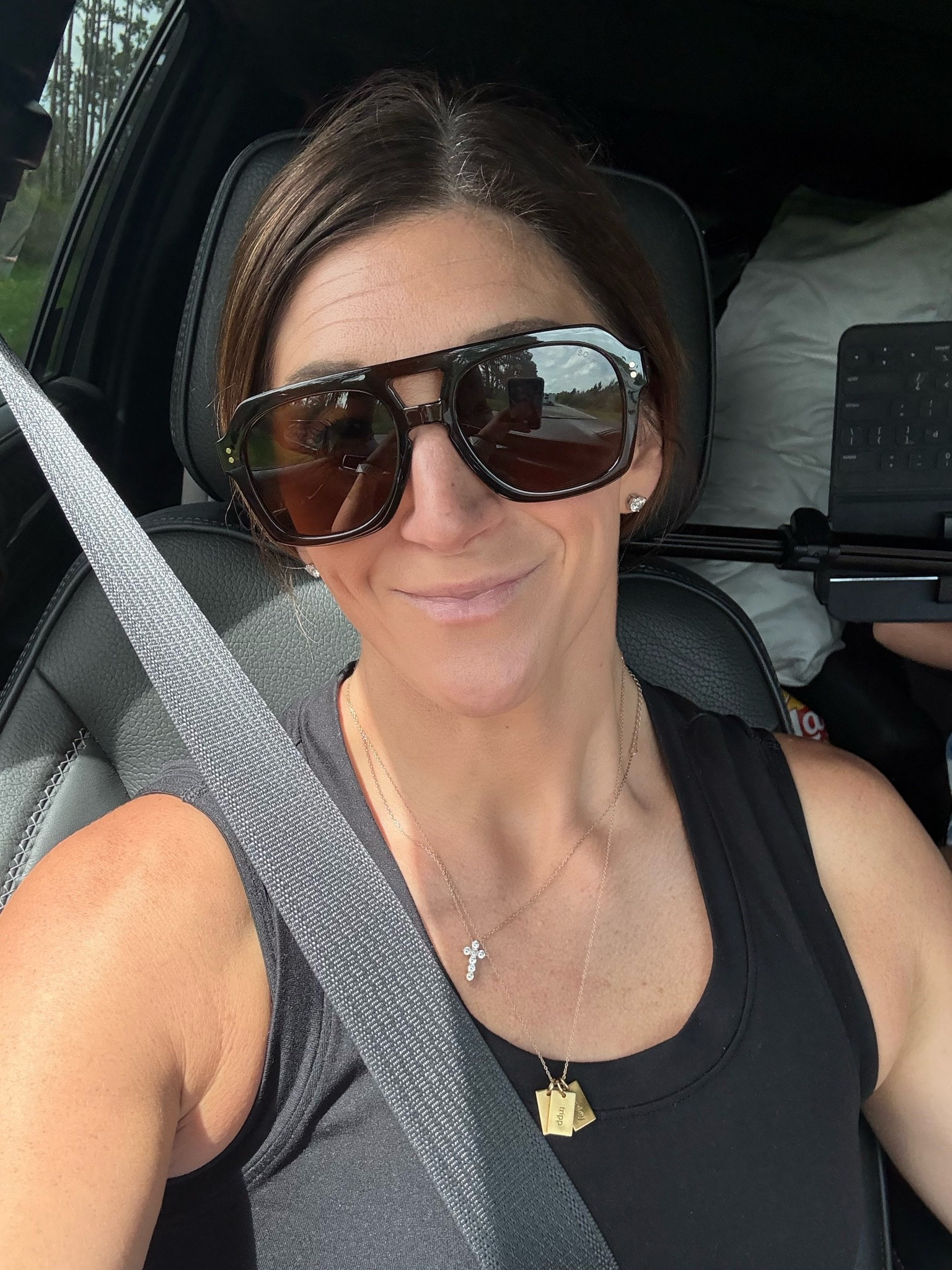 Been loving these Amazon sunnies lately!! The thick rim is giving retro vibes. Currently 20% off under $16!

Tank is Target, $8 comes in other colors and the fit is so comfy and stretchy! Perfect for summer! 

Also linked necklaces from tiny tags and electric picks!

Road trip | sunglasses | sunnies | retro | thick rim glasses | cross necklace | tiny tags | engraved | initials | monogrammed | kids names | summer | tank | stretchy | target | daily | beach | travel | pool | outdoors | sunny | sale

#LTKmomlife #LTKSaleAlert #LTKTravel
