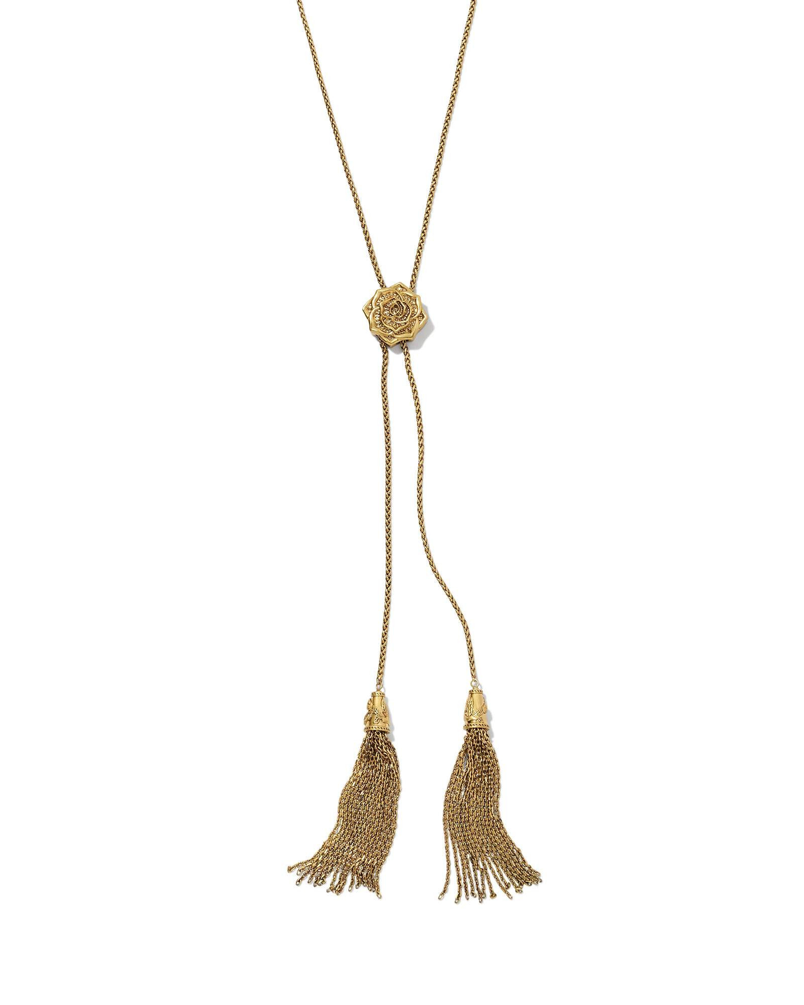 Kendra Scott Ansel Rose Bolo Necklace in Vintage Gold | Metal | Kendra Scott