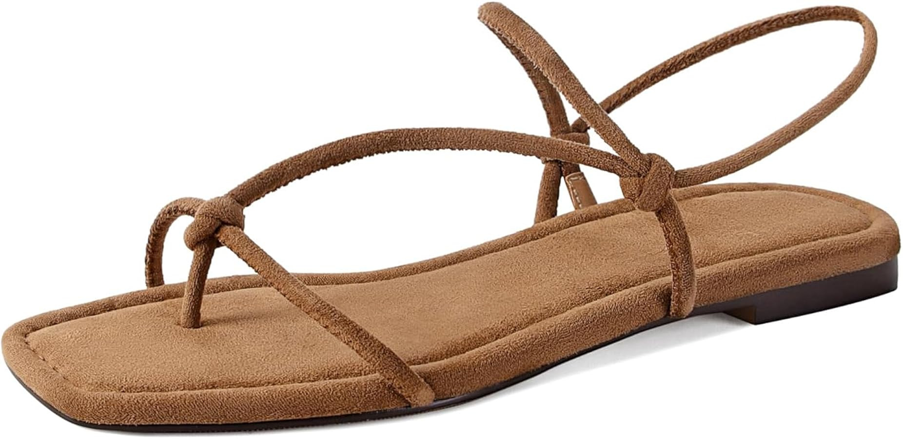 Strappy Flat Sandals for Women Comfortable Dressy Summer Beach Thong Flip Flop Slide Sandals with... | Amazon (US)