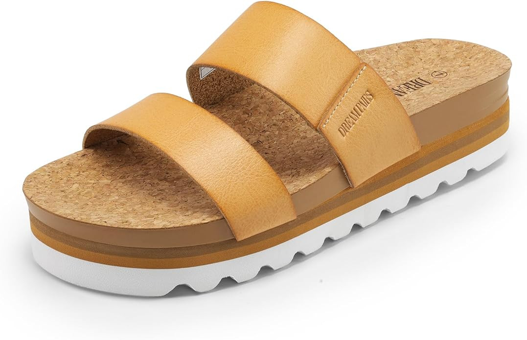 DREAM PAIRS Women's Platform Slides Sandals with Arch Support, Comfortable Beach Slip-on Flat San... | Amazon (US)