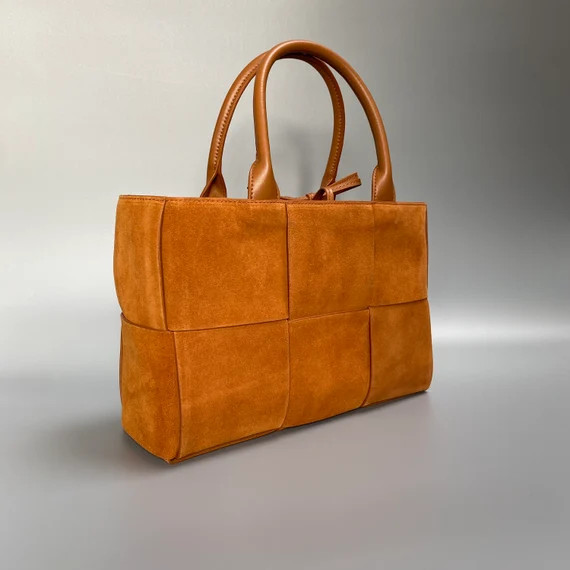 Lattice Woven Suede Tote Bag With Shoulder Strap Colours  | Etsy | Etsy (US)