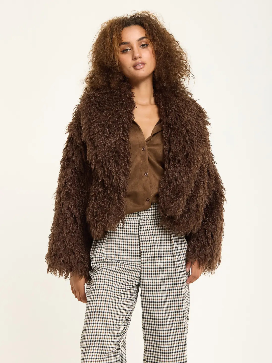 Jackets & Coats | Brown Shaggy Faux Fur Jacket | House of Holland | Debenhams UK