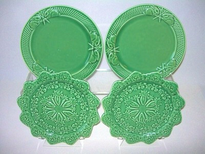 FOUR BORDALLO PINHEIRO GREEN RABBIT AND CARROT PLATES RABBIT DECOR SALAD PLATES  | eBay | eBay AU