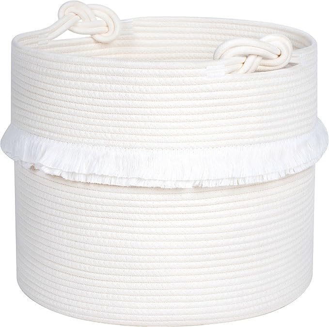 MINTWOOD Design 15 x 14.2 Inches Woven Cotton Rope Storage Basket, Stuffed Toy Basket Bin, Laundr... | Amazon (US)