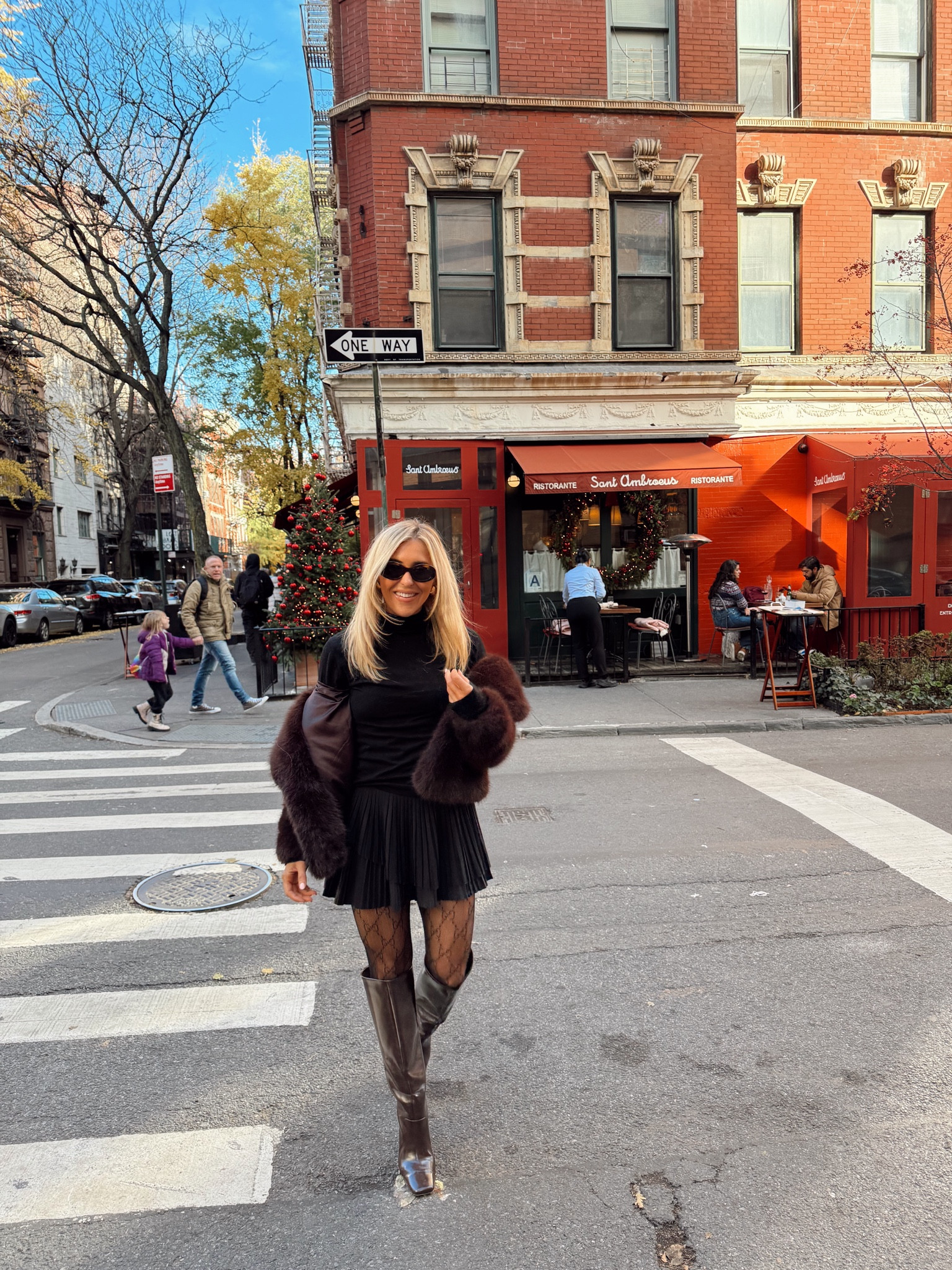 Knee high boots - leather boots - fur coat - fur jacket - H&M - over the knee boots - mini skirt - winter outfit - autumn winter outfit - celine sunglasses - Gucci tights - New York outfit 

#LTKeurope #LTKCyberWeek #LTKtravel
