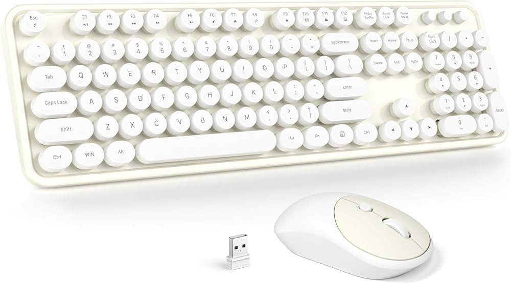 Wireless Keyboard and Mouse Combo - GEEZER Cream-White Full-Sized Colorful Keyboard 104 Keys - US... | Amazon (US)