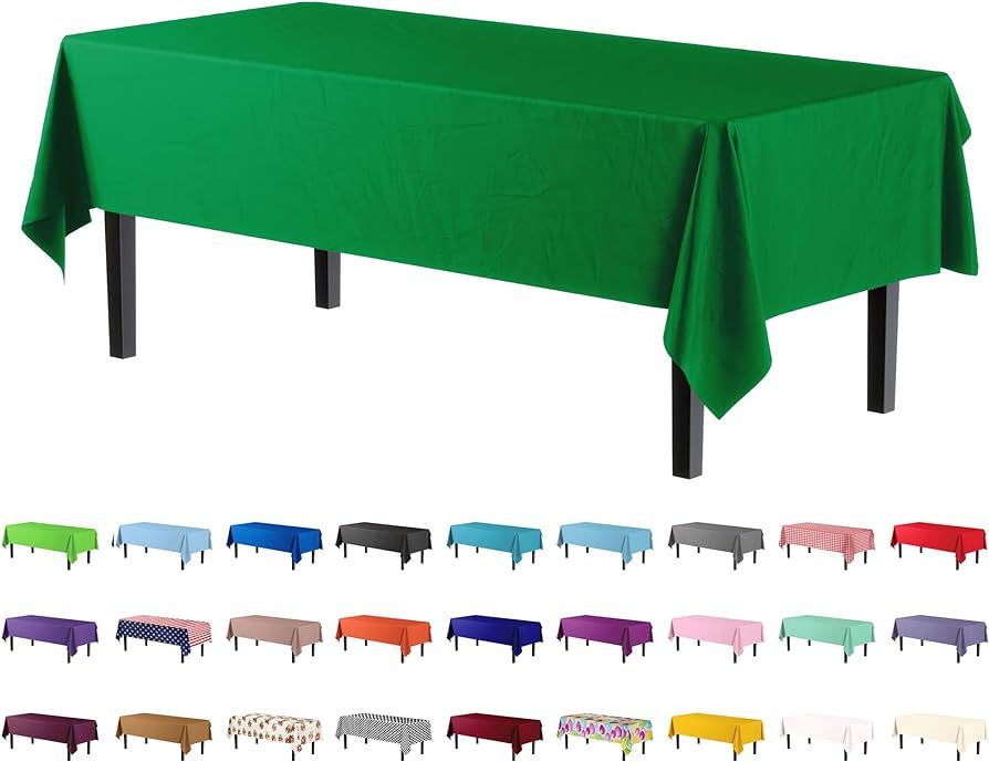 Exquisite 6-Pack Premium Plastic Tablecloth 54in. x 108in. Rectangle Plastic Table Cover - Emeral... | Amazon (US)