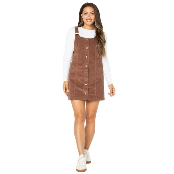 Celebrity Pink Women's and Women's Plus Corduroy Pinafore Mini Dress, Sizes XS-4X | Walmart (US)