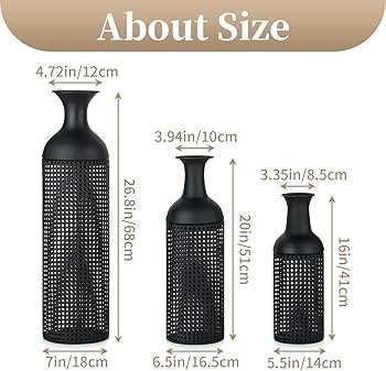 Sziqiqi Black Large Floor Vases: Tall Vases Floor Standing for Living Room 27/20/16in - Metal Tal... | Amazon (US)