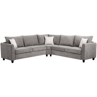 100 in.W Big Sectional Sofa Couch L Shape Polyester Couch with Round Arms | The Home Depot