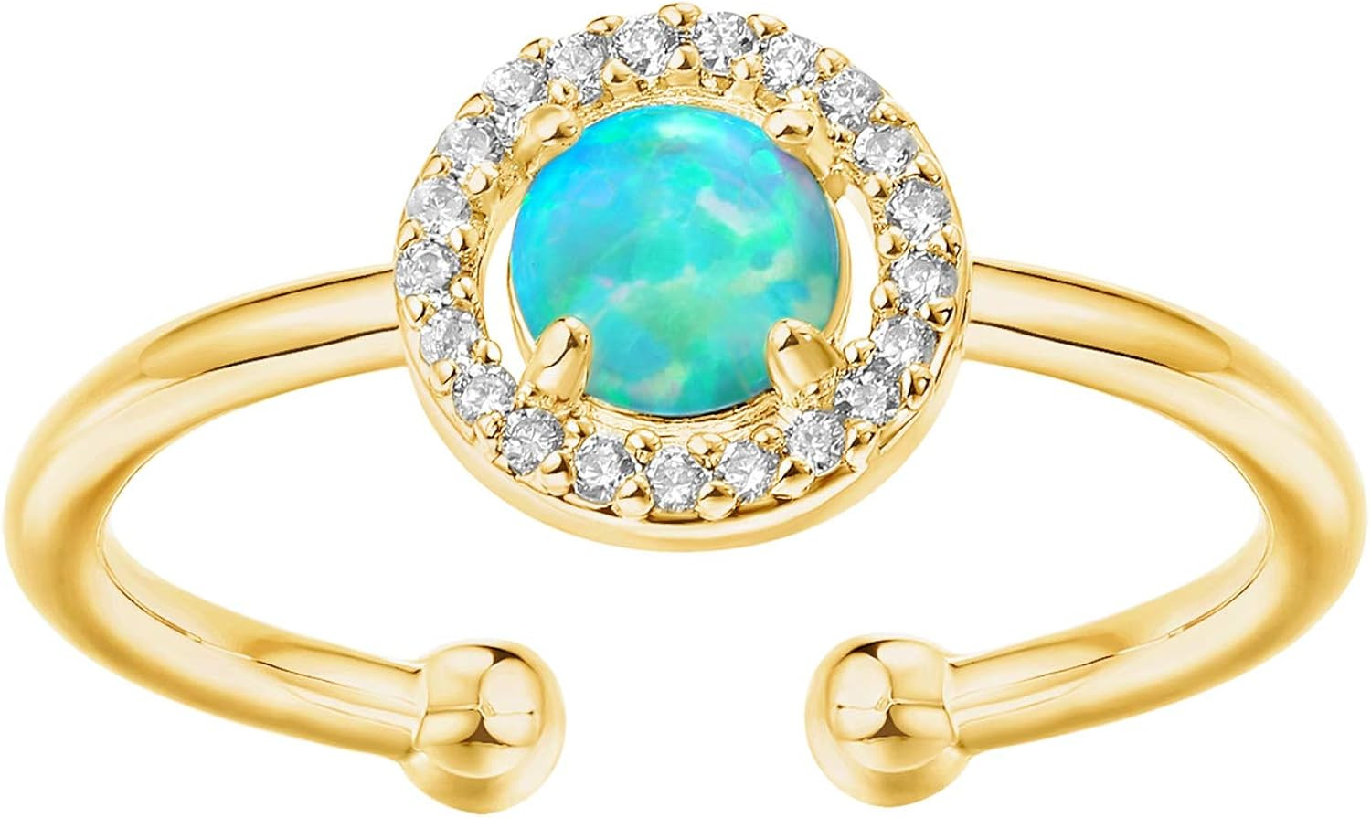 PAVOI 14K Gold Plated Cute Opal Ring, Adjustable | Gold Rings for Women | Amazon (US)