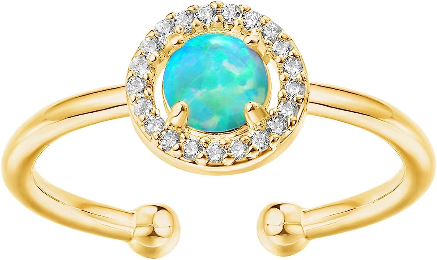 PAVOI 14K Gold Plated Cute Opal Ring, Adjustable | Gold Rings for Women | Amazon (US)