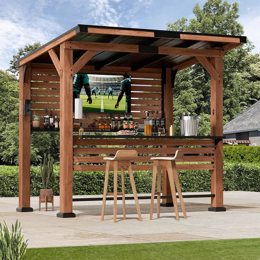 Modern Shade Outdoor Bar Gazebo with USB Charging Power Strip & TV Mount | Amazon (US)
