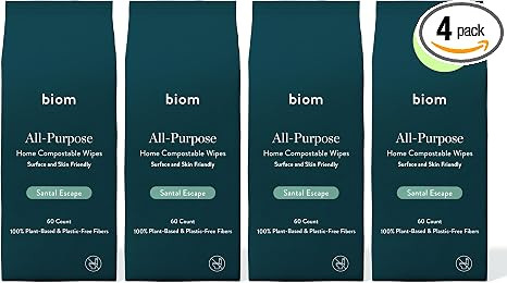 Biom All-Purpose Cleaning Wipes Refill (4pk x 60ct Each) - Biodegradable, All Natural, Plant-Base... | Amazon (US)