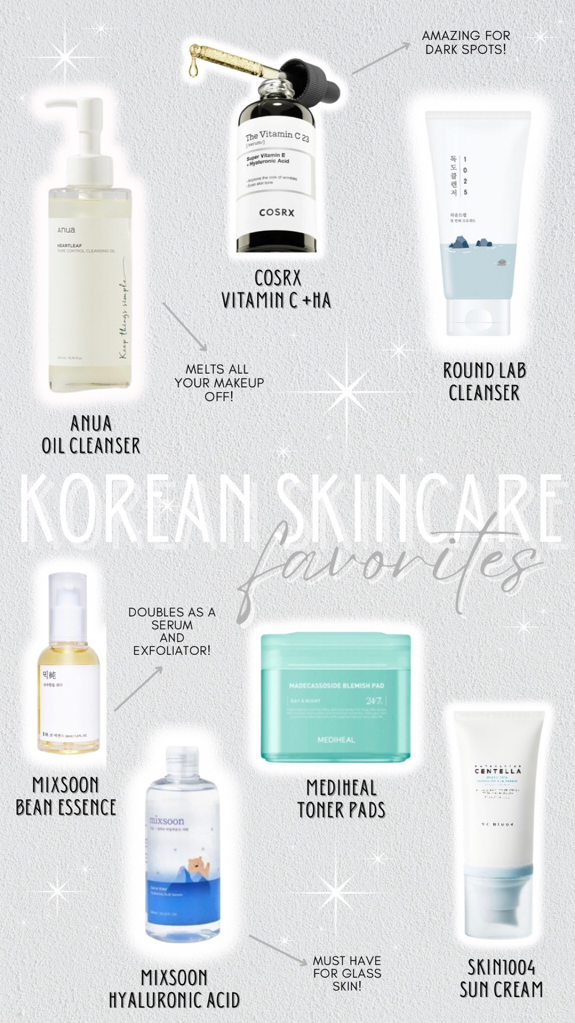 My current skincare rotation! I switched to Korean skincare and never looked back! And my skin is thanking me for it! 

With so many products out there, it’s hard to pinpoint the best and most popular products. These are the best of the best! 

Korean skincare, double cleansers, snail mucin, mediheal blemish pads, Mixsoon bean essence, cosrx serum, skin care products, skin cycling, Korean hydrating moisturizer, Hyaloronic acid,  Korean skincare, K-beauty, top Korean skincare products, Korean skincare routine, best Korean beauty brands, Korean beauty trends, Korean face masks, K-beauty essentials, Korean skincare for glowing skin, Korean skincare for acne, anti-aging Korean skincare, Korean moisturizing creams, Korean skincare secrets, Korean beauty tips, Korean serums

#LTKBeauty #LTKGiftGuide #LTKHoliday