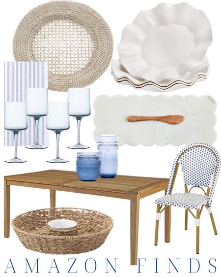 outdoor dining | Amazon finds | outdoor table and chairs | serving | hosting | parties | summer | spring | porch refresh | chargers | plates | wine glasses | serving tray | linen napkins 

#LTKhome