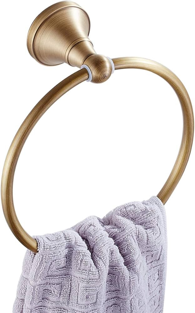 Flybath Round Towel Ring Antique Brass Hanger Hand Towel Holder for Bathroom Kitchen Accessories ... | Amazon (US)