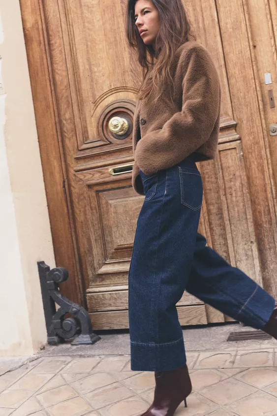 Z1975 WIDE-LEG HIGH-WAIST CROPPED JEANS | Zara UK