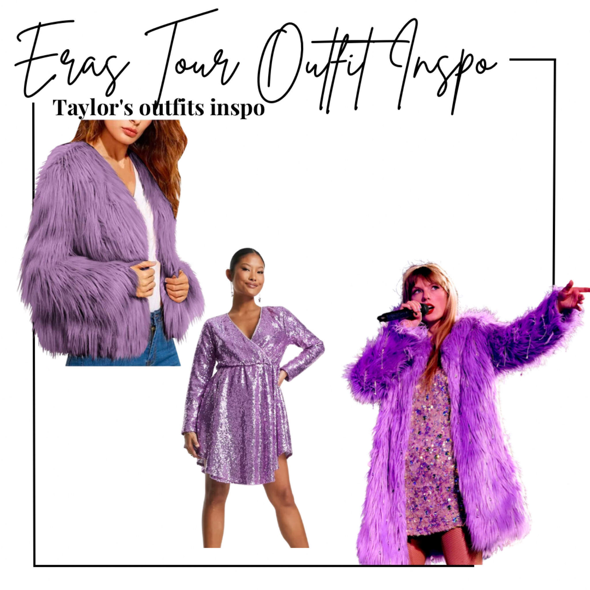 Taylor swift eras tour - lavender haze outfit - lavender sequin dress and faux fur coat 

Concert Outfit, festival Outfit, Amazon finds, get the look, midnights era, ootd, Outfit inspo, affordable Outfit, asos 

#LTKFestival #LTKunder50 #LTKFind