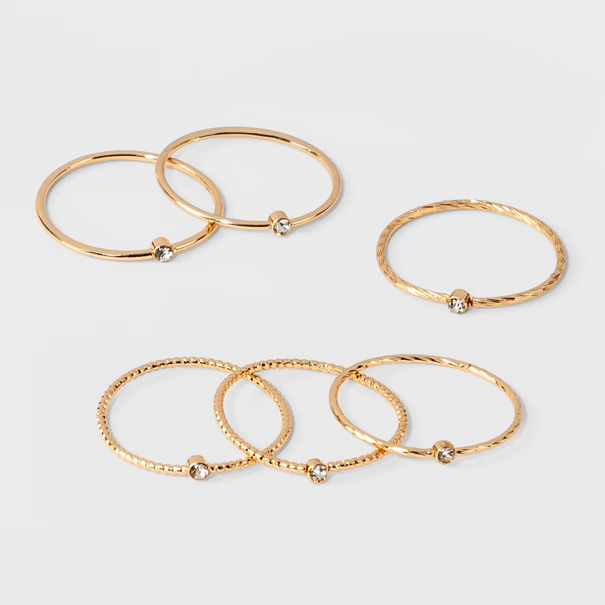 Clear Stone Ring Set 3pc - A New Day™ Gold/Clear 7 | Target