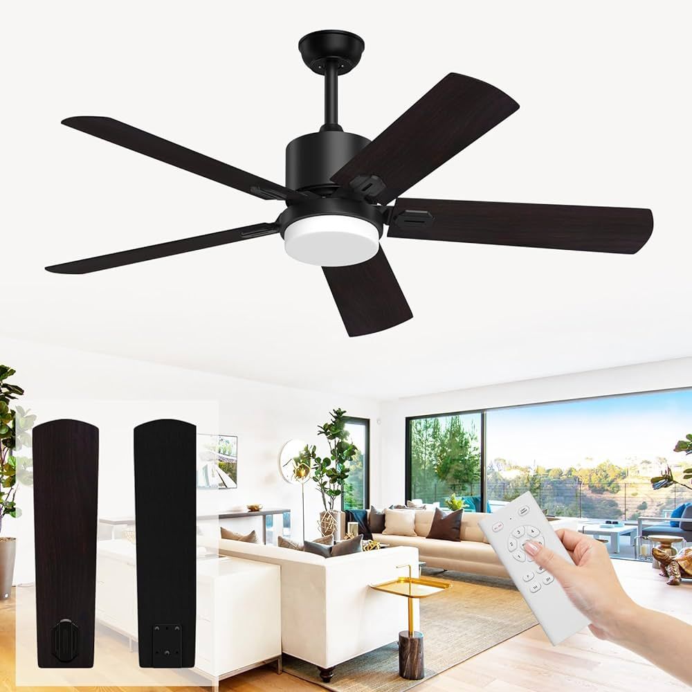 Jayjuly Ceiling Fans with Lights and Remote, Black Outdoor Fan with Adjustable Light 6 Speed Reve... | Amazon (US)