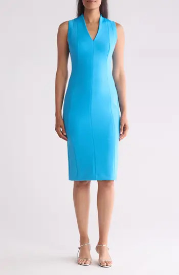 Calvin Klein Sleeveless Scuba Sheath Dress in Sea at Nordstrom Rack, Size 4 | Nordstrom Rack