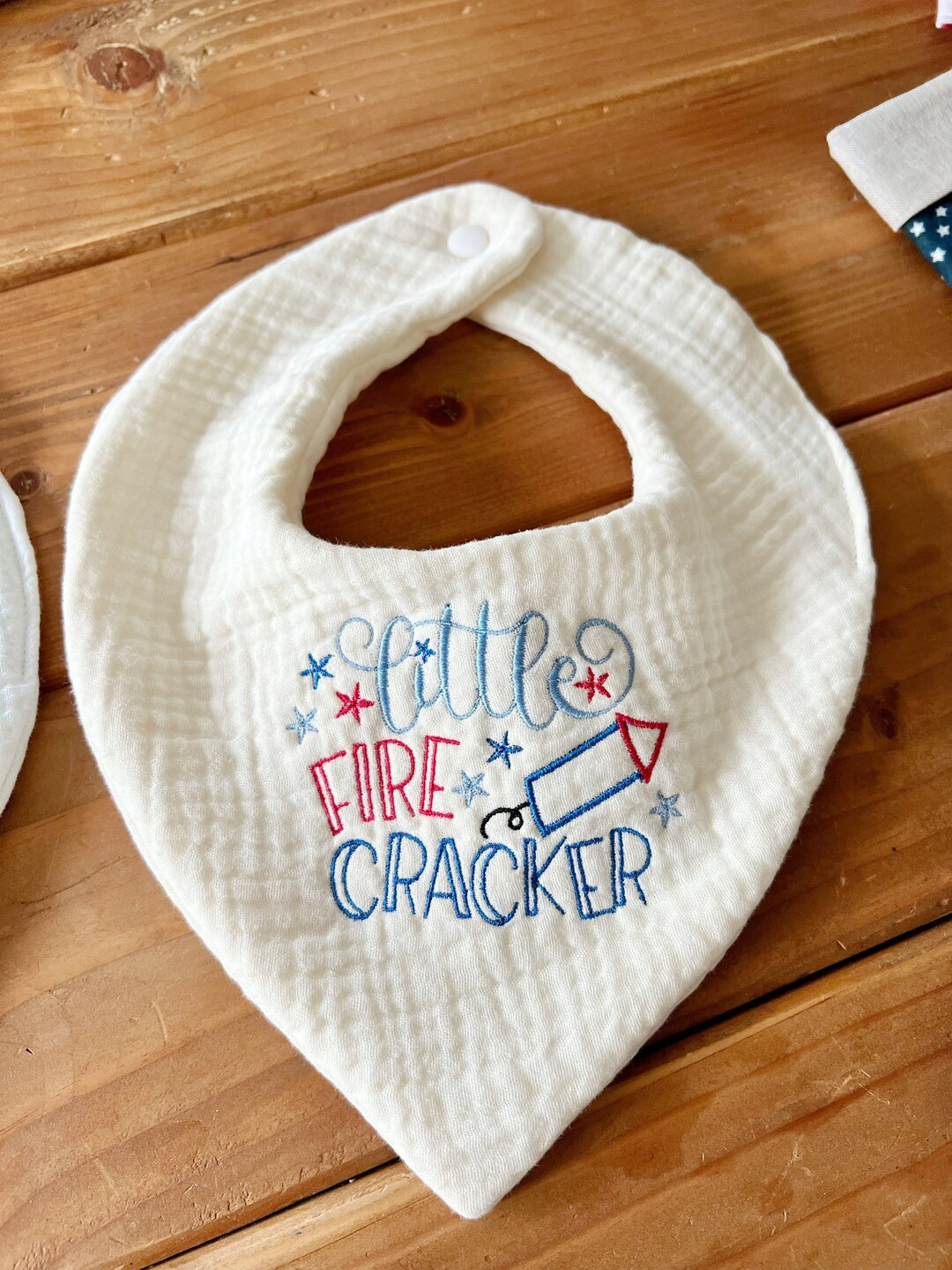 Personalized Little Fire Cracker Baby Bib, Cotton Bandana Bib, Patriotic Baby Bib, 4th of July Bi... | Etsy (US)