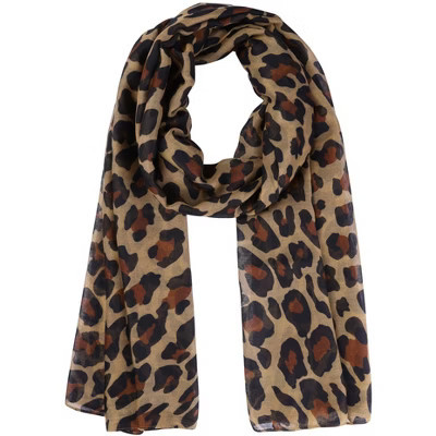 INSPIRE CHIC Women's Leopard Printed Long Lightweight Soft Sheer Shawl Scarves 1Pc 180x90cm/70.9x35.4" Light Brown | Target