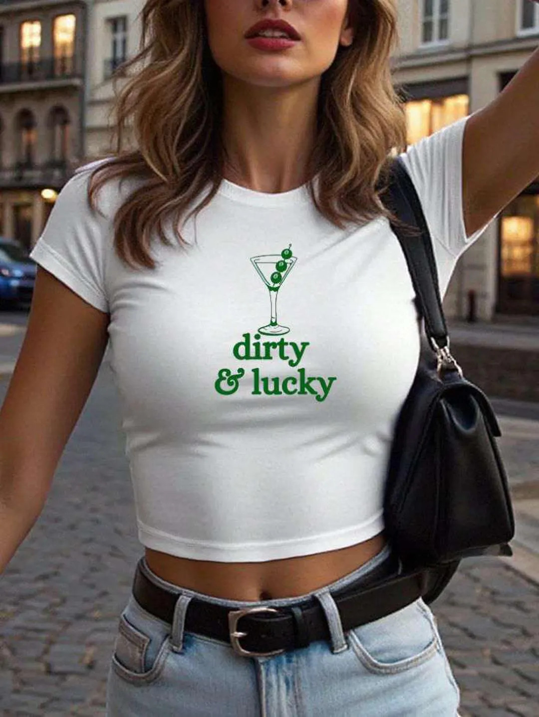 Dirty And Lucky St Patricks Day  Baby Tee, Funny Irish Drinking Crop Tank, Dirty Martini Shirt, I... | Etsy (US)