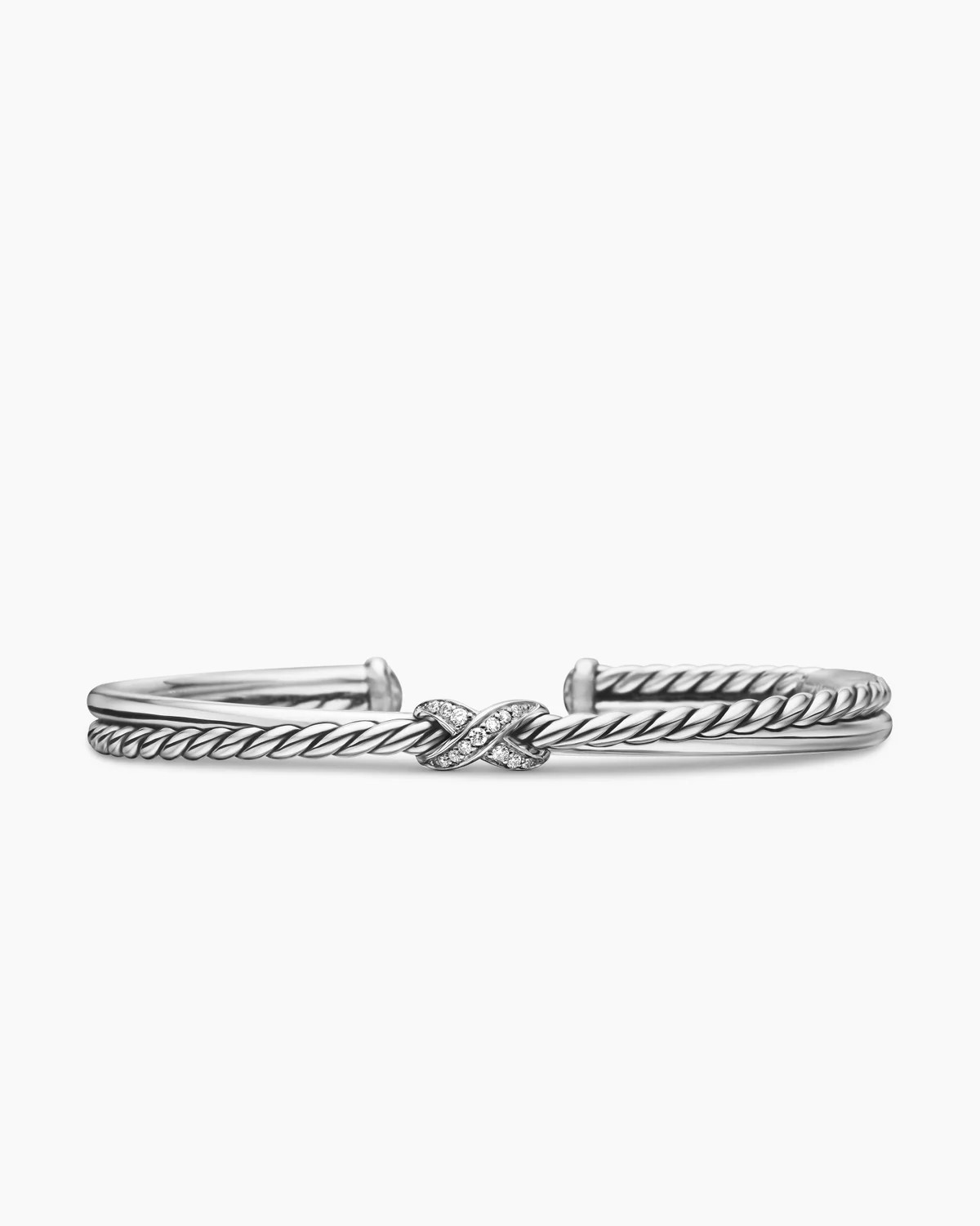David Yurman | Petite X Center Station Bracelet in Sterling Silver with Diamonds, 5.2mm | David Yurman