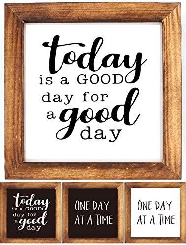 KU-DaYi Wood Framed Block Sign -Today is A Good Day for A Good Day, One Day at A Time, Funny Insp... | Amazon (US)