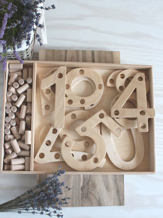 Wooden Numbers Pegs Preschool Montessori class Home school Back to school Natural Wooden Puzzle W... | Etsy (US)