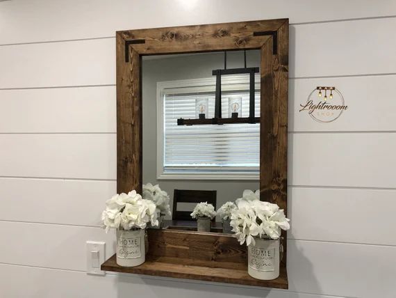 Mirror with 5" Deep Shelf, Bathroom Mirror, Entryway Mirror, Large, Small, Wood Framed Mirror, Wa... | Etsy (US)